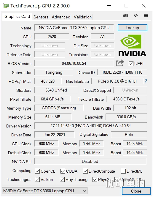 游戏主机必备知识，显卡GeForce RTX 3060 Laptop/1060/1660/1070/2060/2070/3060 GPU-Z图片